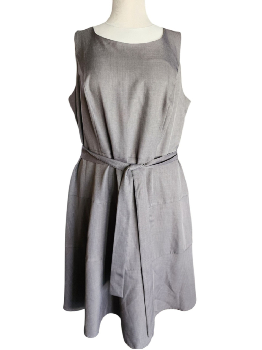 Studio One New York 16W Gray Sleeveless Belted Dress Plus Size A-Line Career